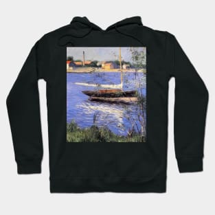 anchored boat on the seine at argenteuil - Gustave Caillebotte Hoodie